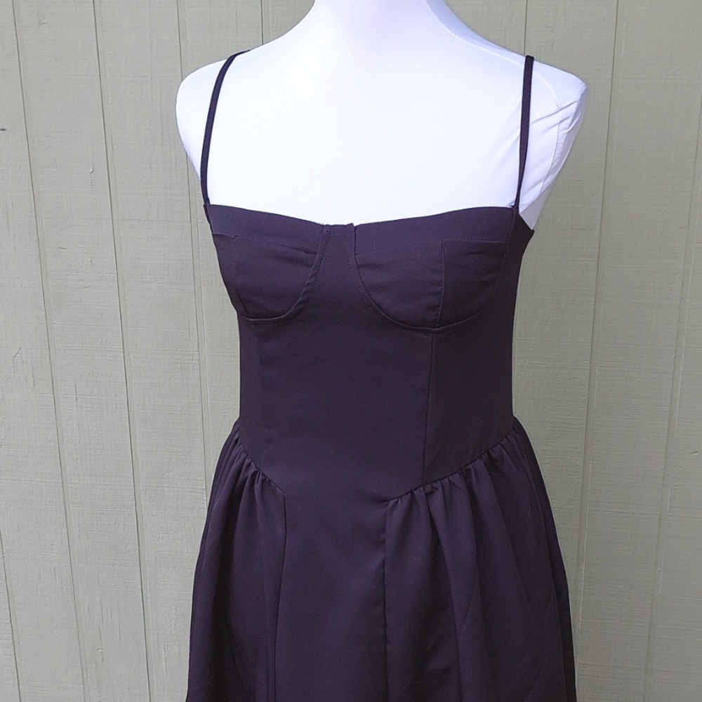 Black A-Line Midi Dress Sz S - Picture 10 of 14